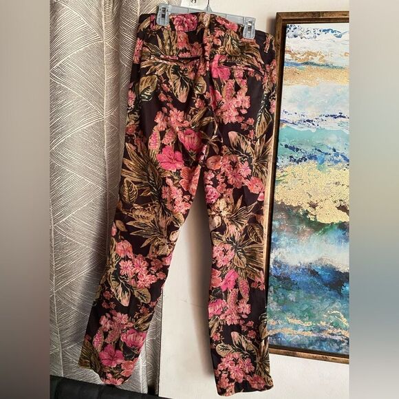 CH|NO by Anthropologie Relaxed Floral Pants Multicolored Pockets Sz 27 - Picture 6 of 17